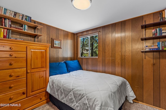 325 Lodge Dr, Munds Park, AZ 86017 - bedroom featuring carpet floors and wood walls