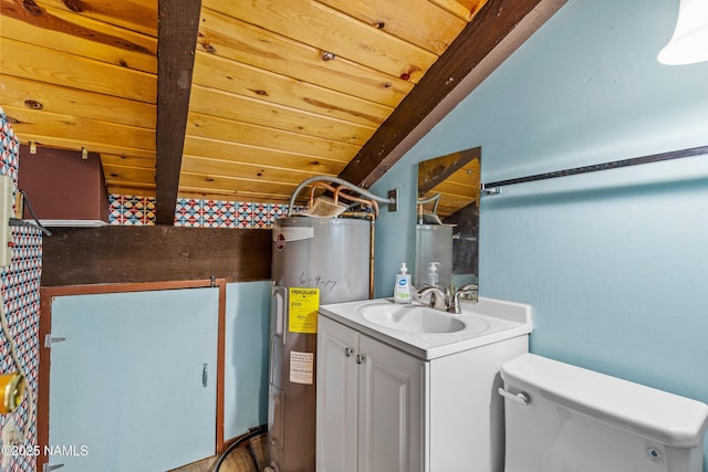325 Lodge Dr, Munds Park, AZ 86017 - laundry area with electric water heater and wooden ceiling