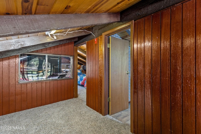 325 Lodge Dr, Munds Park, AZ 86017 - corridor with carpet flooring and wooden walls