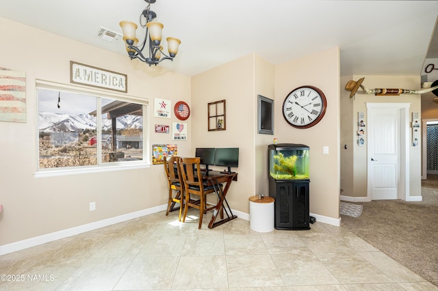 11265 N Zady Ln, Flagstaff, AZ 86004 - dining area with a chandelier, baseboards, and an office area