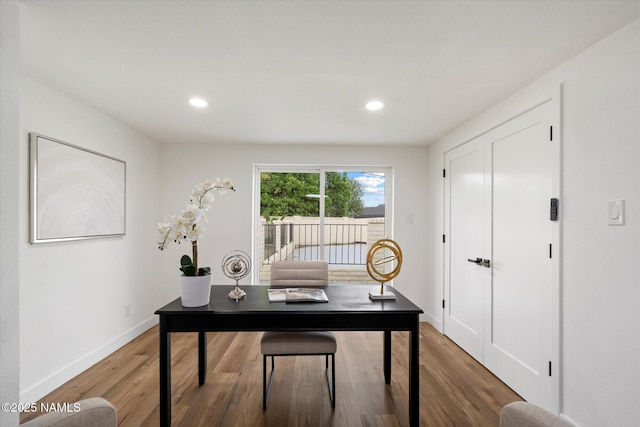 3707 E Amelia Ave, Phoenix, AZ 85018 - office with wood finished floors and recessed lighting