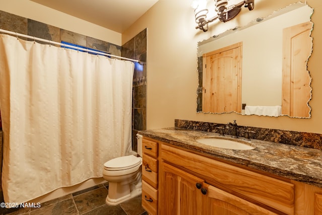 2163 S Highland Mesa Rd, Flagstaff, AZ 86001 - bathroom with toilet, vanity, and walk in shower