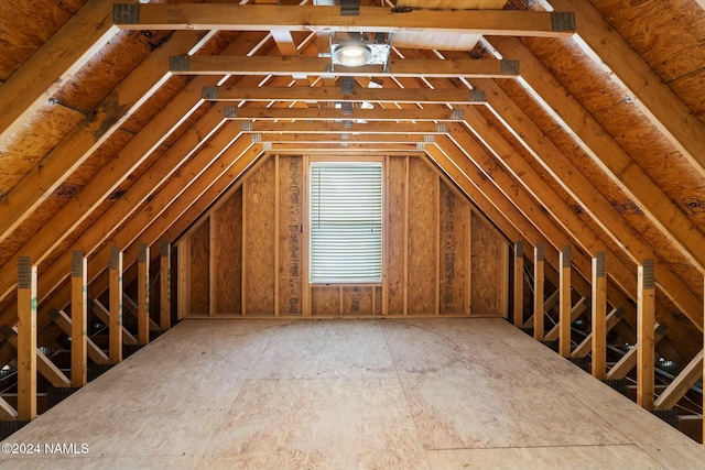 view of unfinished attic