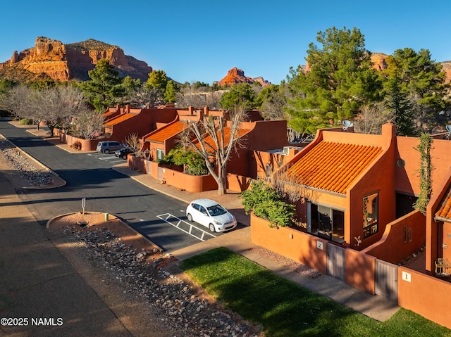 aerial view featuring a mountain view