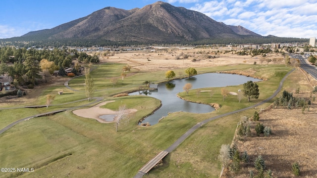 view of mountain feature featuring a water view