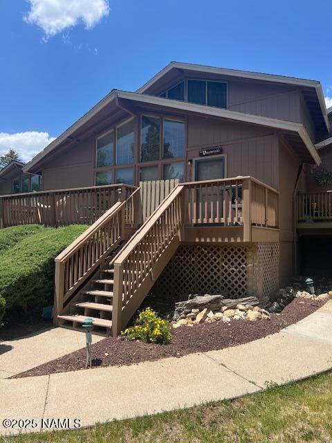2065 N Country Club Dr, Flagstaff, AZ 86004 - view of front of property featuring stairs and a wooden deck