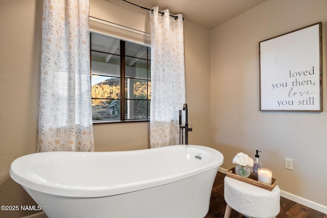 bathroom featuring a bathing tub and hardwood / wood-style floors