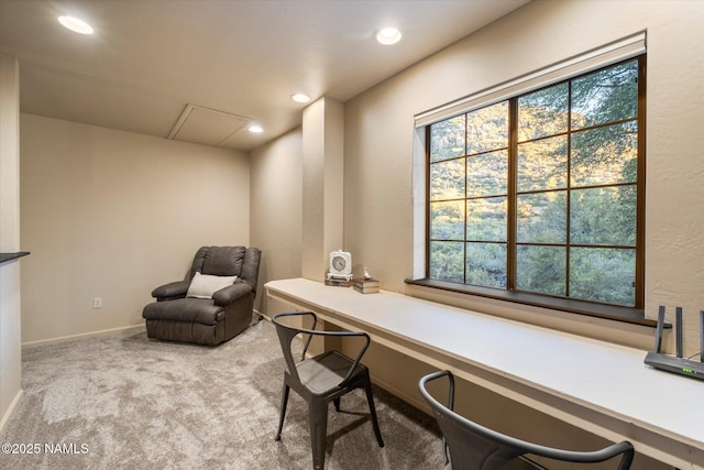 office area with light colored carpet and plenty of natural light