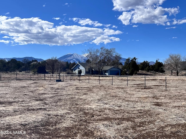 view of yard with a mountain view and a rural view