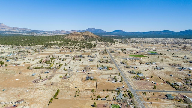 birds eye view of property with a mountain view