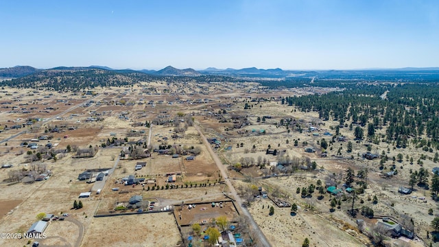 birds eye view of property with a mountain view