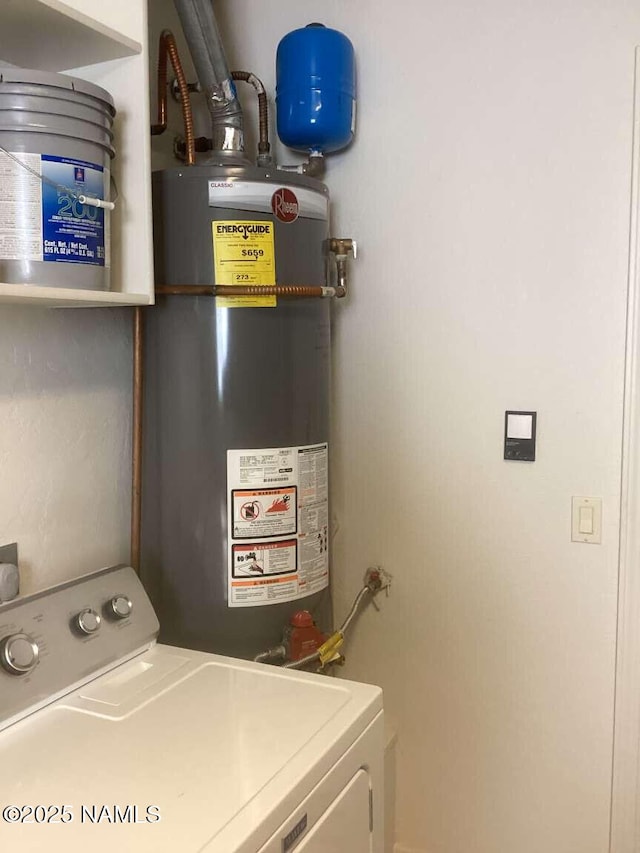 utilities featuring secured water heater and washer / clothes dryer