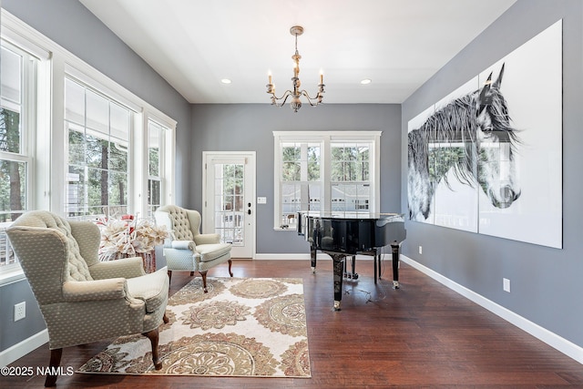 1533 S Minstrel Ln, Williams, AZ 86046 - living area featuring a chandelier, wood finished floors, and recessed lighting