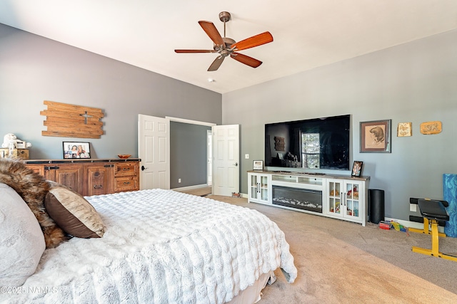 1533 S Minstrel Ln, Williams, AZ 86046 - carpeted bedroom featuring a towering ceiling and a ceiling fan
