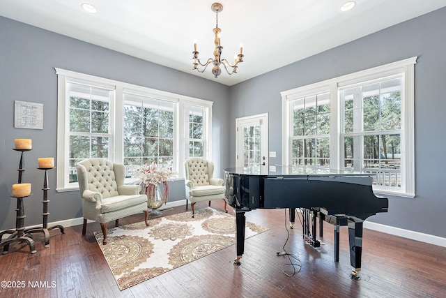 1533 S Minstrel Ln, Williams, AZ 86046 - sitting room featuring a chandelier, wood finished floors, and recessed lighting