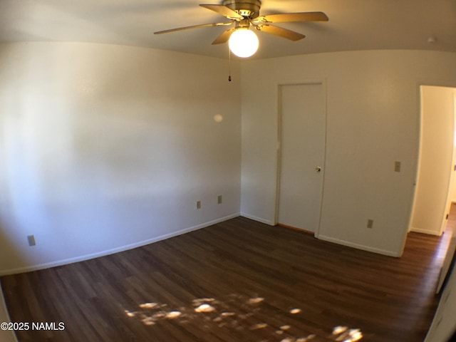 2157 E Arroyo Seco Dr, Flagstaff, AZ 86004 - unfurnished bedroom featuring ceiling fan, dark hardwood / wood-style floors, and a closet