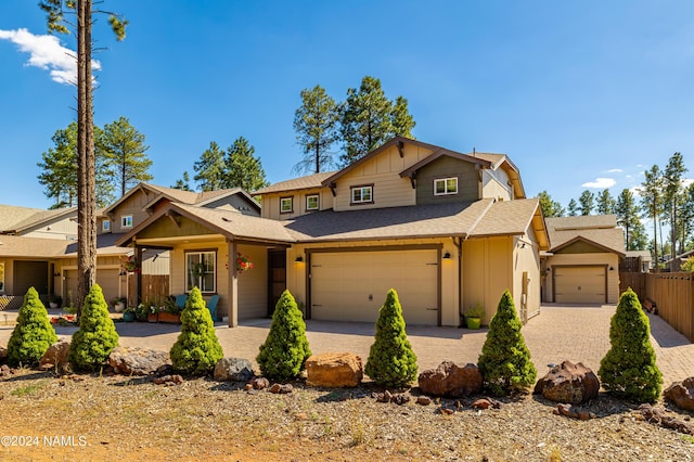 craftsman inspired home featuring a garage