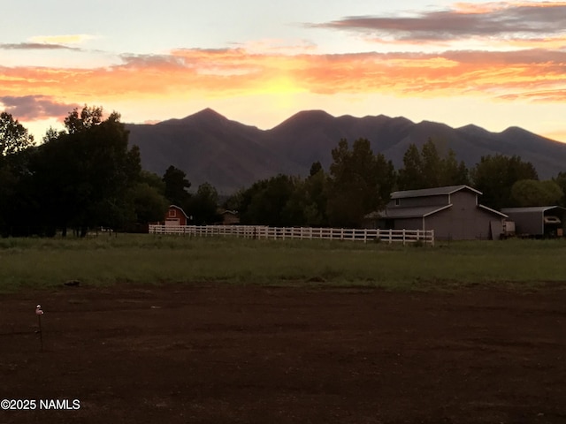 property view of mountains featuring a rural view