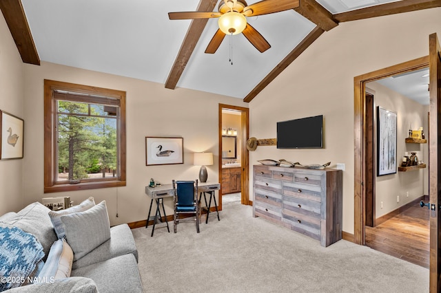 2047 E Del Rae Dr Unit 163, Flagstaff, AZ 86005 - living area with light colored carpet and ceiling fan