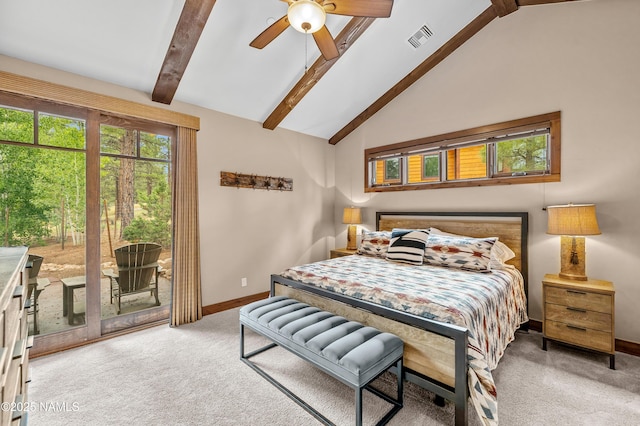 2047 E Del Rae Dr Unit 163, Flagstaff, AZ 86005 - bedroom with carpet floors, access to exterior, and ceiling fan