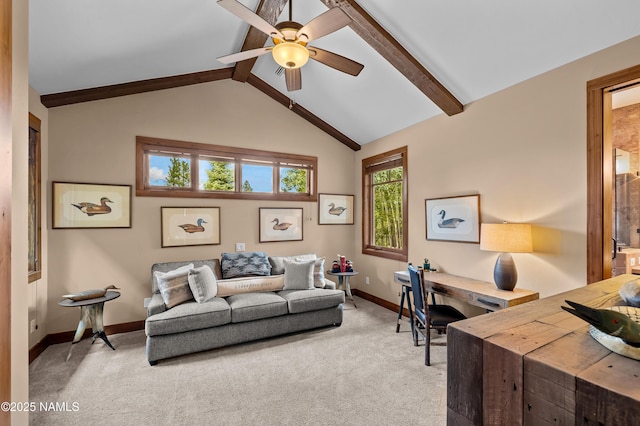 2047 E Del Rae Dr Unit 163, Flagstaff, AZ 86005 - living room featuring light carpet and a ceiling fan