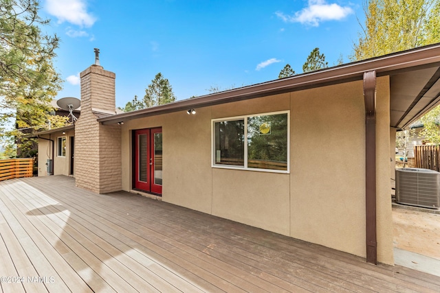 1024 E Hillcrest Dr, Flagstaff, AZ 86004 - wooden deck featuring central AC unit and french doors