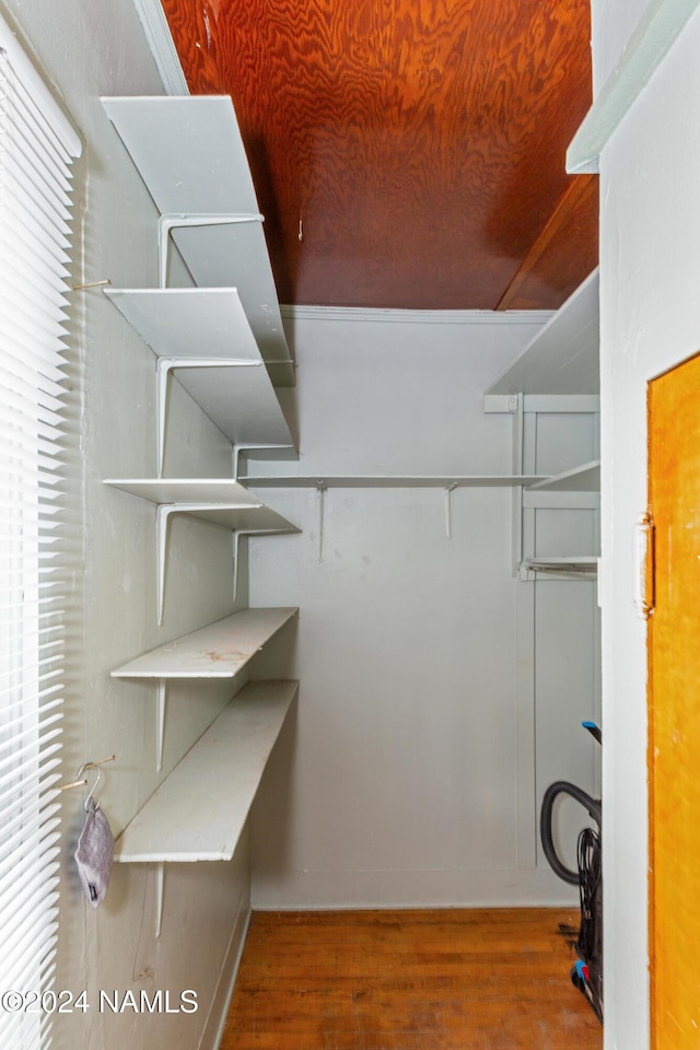 spacious closet featuring hardwood / wood-style floors