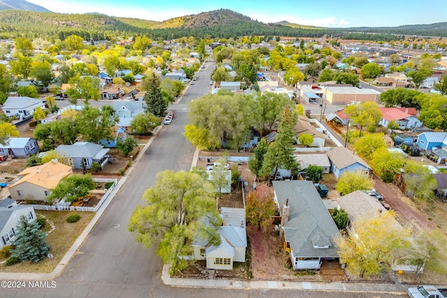 birds eye view of property featuring a mountain view