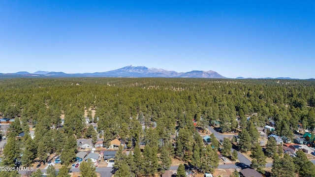 aerial view with a forest view and a mountain view