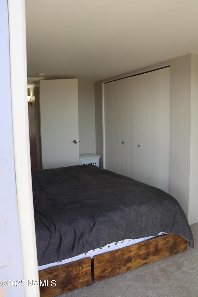 unfurnished bedroom with a closet and carpet floors