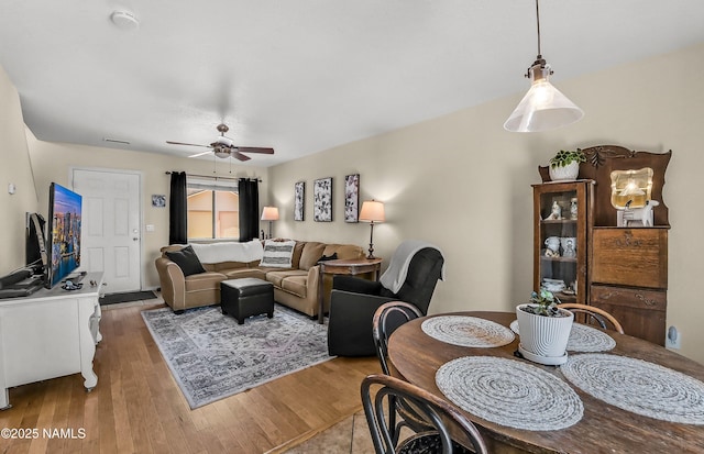 2197 E Arroyo Seco Dr, Flagstaff, AZ 86004 - living room featuring ceiling fan and wood finished floors
