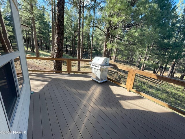 deck featuring grilling area