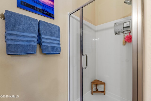 bathroom with a stall shower