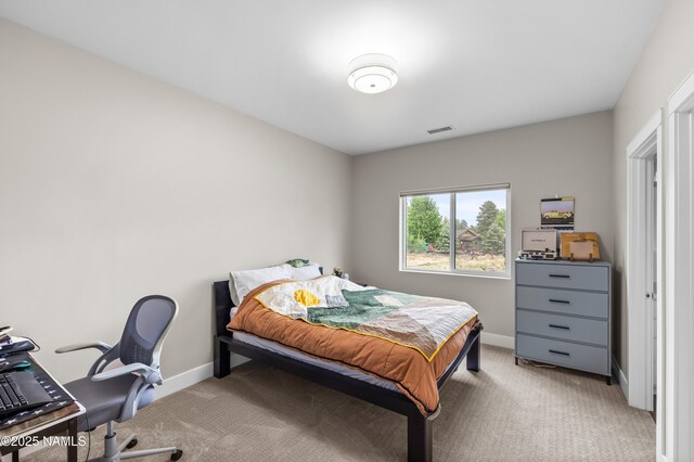 8441 N Fleming Dr, Flagstaff, AZ 86004 - bedroom with light colored carpet, baseboards, and a desk