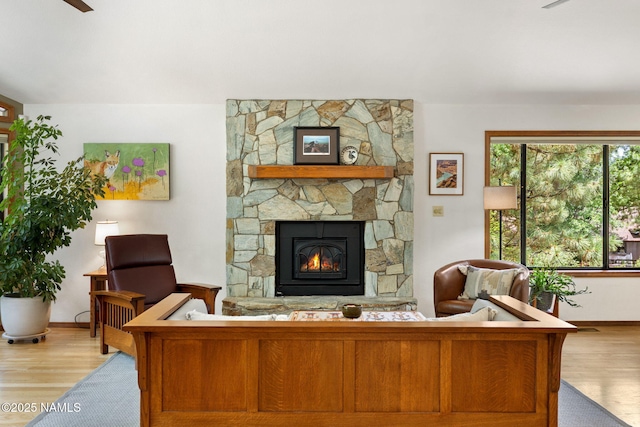 2169 E Skyline Dr, Flagstaff, AZ 86004 - living room with wood finished floors and a fireplace