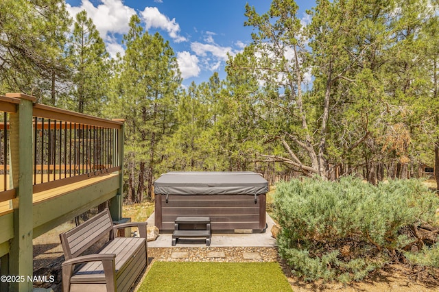 2201 N Rio De Flag Dr, Flagstaff, AZ 86004 - view of yard featuring a hot tub, a deck, and a patio area