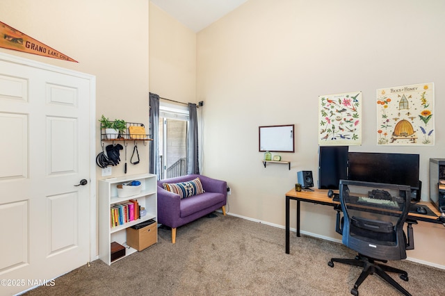 4343 E Soliere Ave Unit 2026, Flagstaff, AZ 86004 - office area featuring baseboards, carpet flooring, and a high ceiling