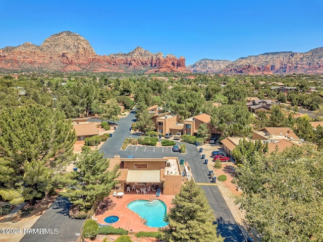 bird's eye view with a mountain view