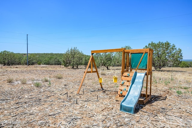 view of play area with a rural view