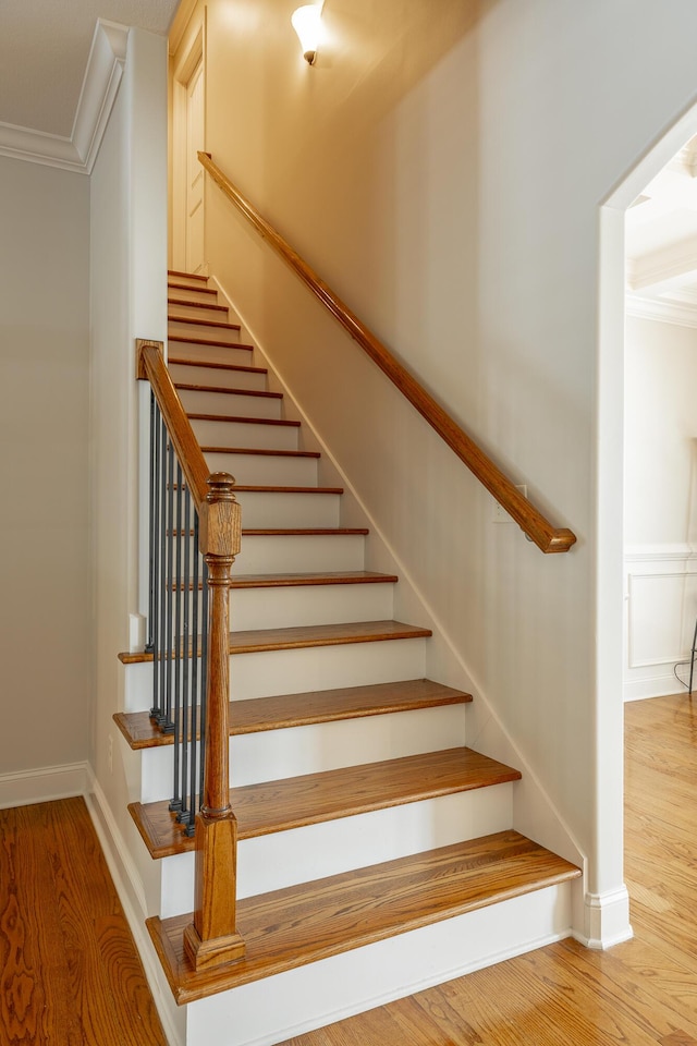 8337 Glenshire Ln, Chattanooga, TN 37421 - stairs with wood finished floors and ornamental molding