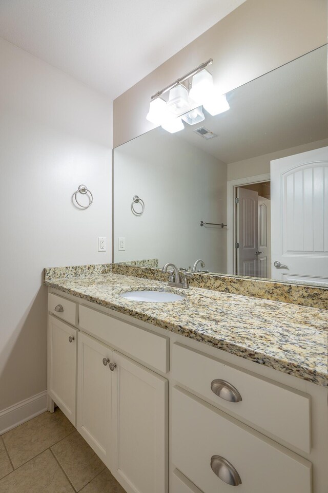 8337 Glenshire Ln, Chattanooga, TN 37421 - bathroom with tile patterned floors, visible vents, baseboards, and vanity
