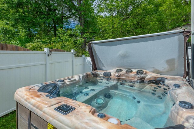 exterior details with a jacuzzi