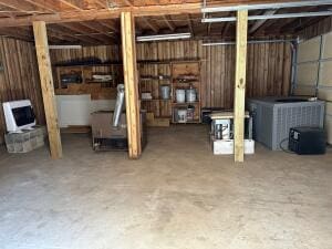 basement featuring heating unit