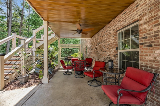 view of patio / terrace with ceiling fan