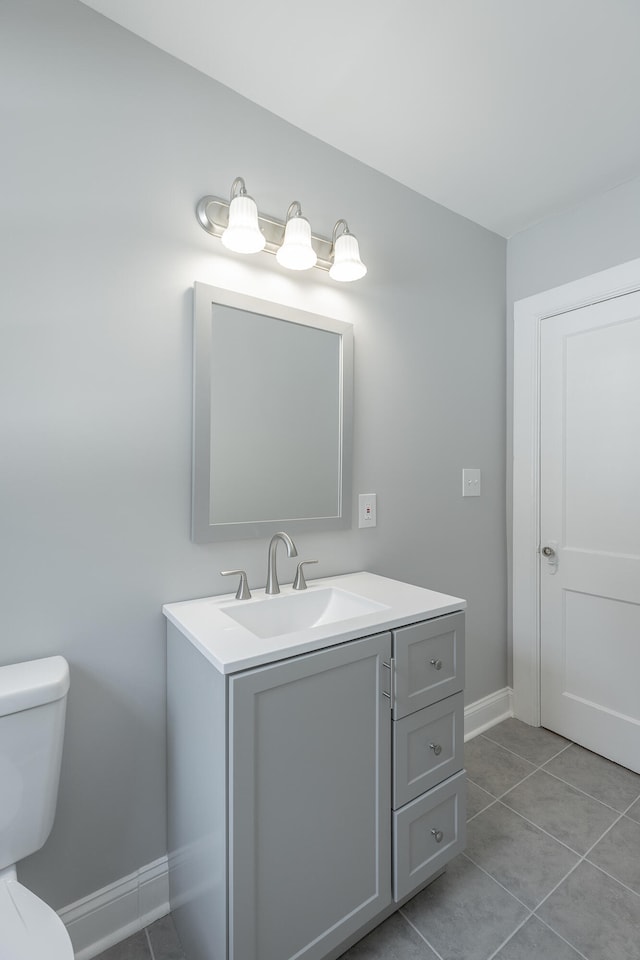 bathroom featuring tile patterned floors, toilet, and vanity