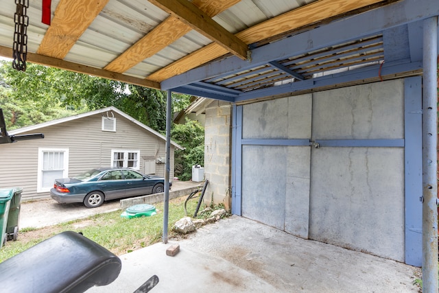 view of garage