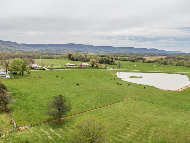 view of property's community with a water and mountain view and a rural view