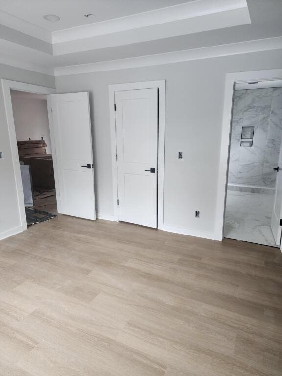 empty room with light wood-type flooring