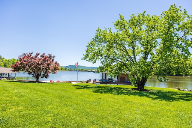 view of yard featuring a water view