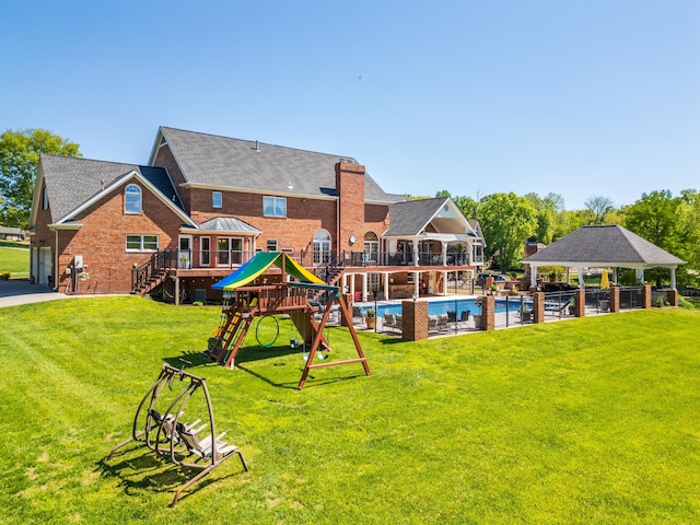 exterior space with a yard and a gazebo